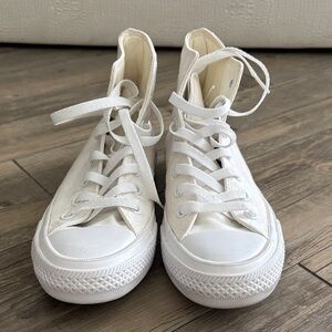 Converse White High-Top Sneakers, Size 7